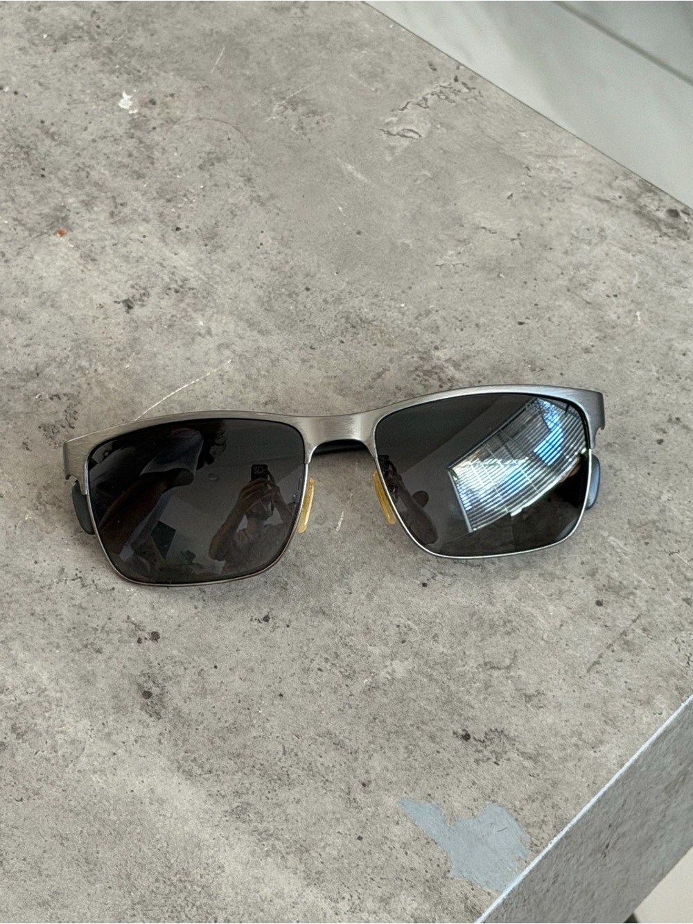 Prada Men's Gunmetal Frame Sunglasses with Dark Gray Lenses